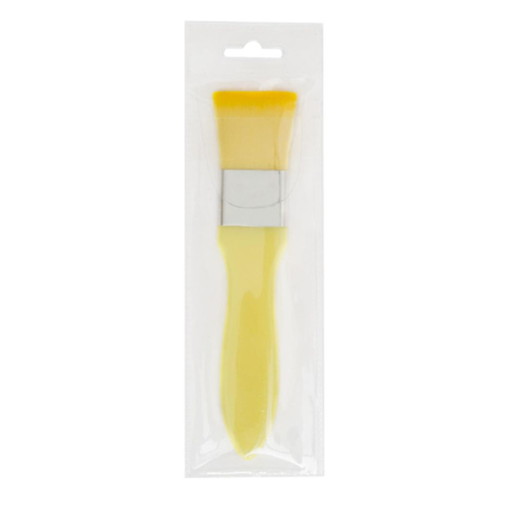 Yellow Envie GlowCare foundation brush MX04 with colorful bristles and a sleek handle, ideal for makeup application.