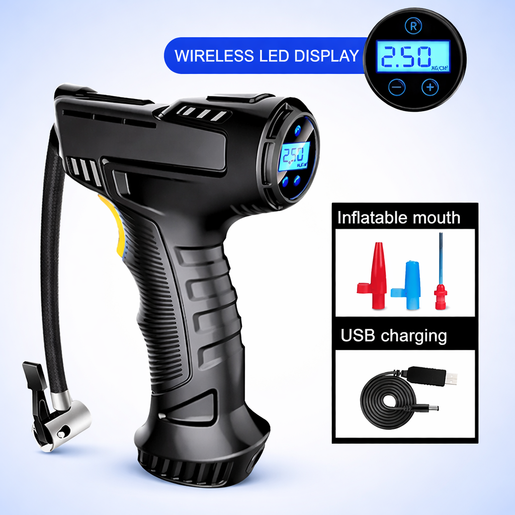 120W Rechargeable Tyre Inflator - Portable Car Air Pump