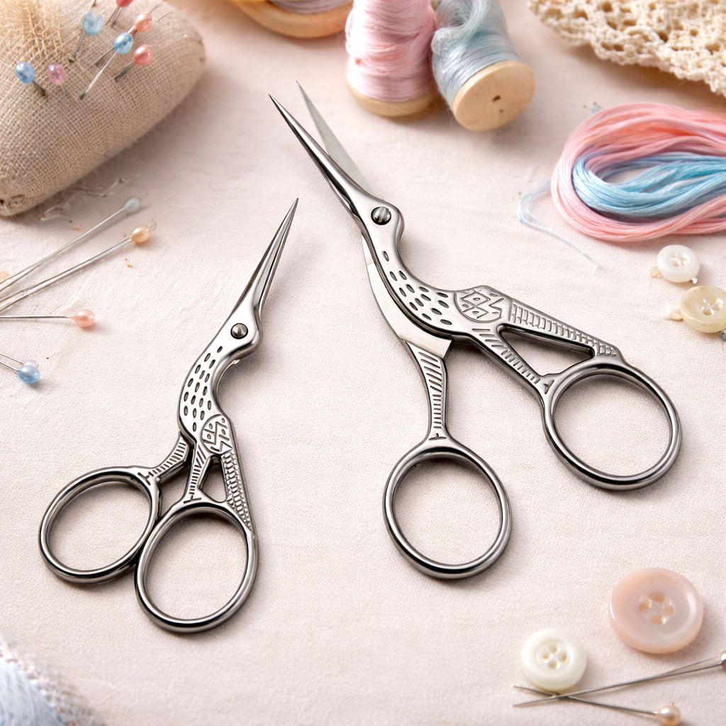 Vintage-Inspired Stork Design Scissors (Set of 2)