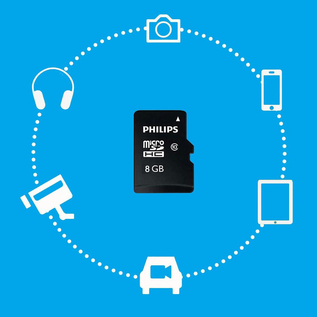 Philips Micro SDHC Class 10 Ultra Speed Memory Card with Adapter, 8 GB