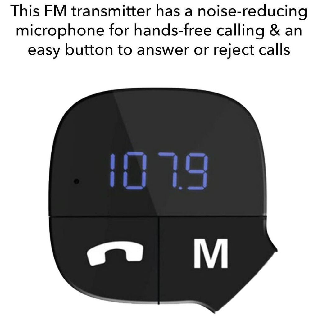 Bluetooth FM Transmitter - Hands-Free Car Kit - White