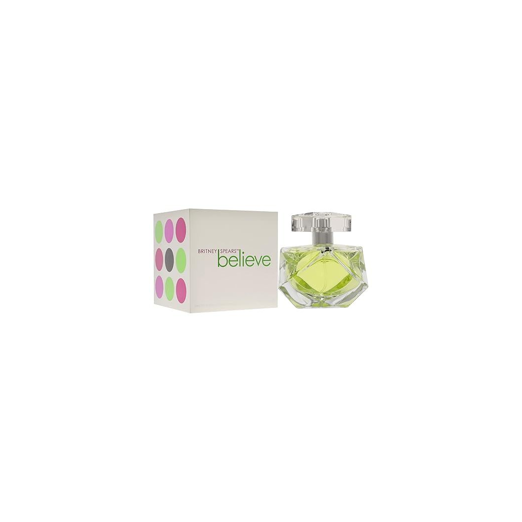 Britney Spears Believe Eau de Parfum Spray 30ml bottle with a vibrant design and floral accents on a clean background.
