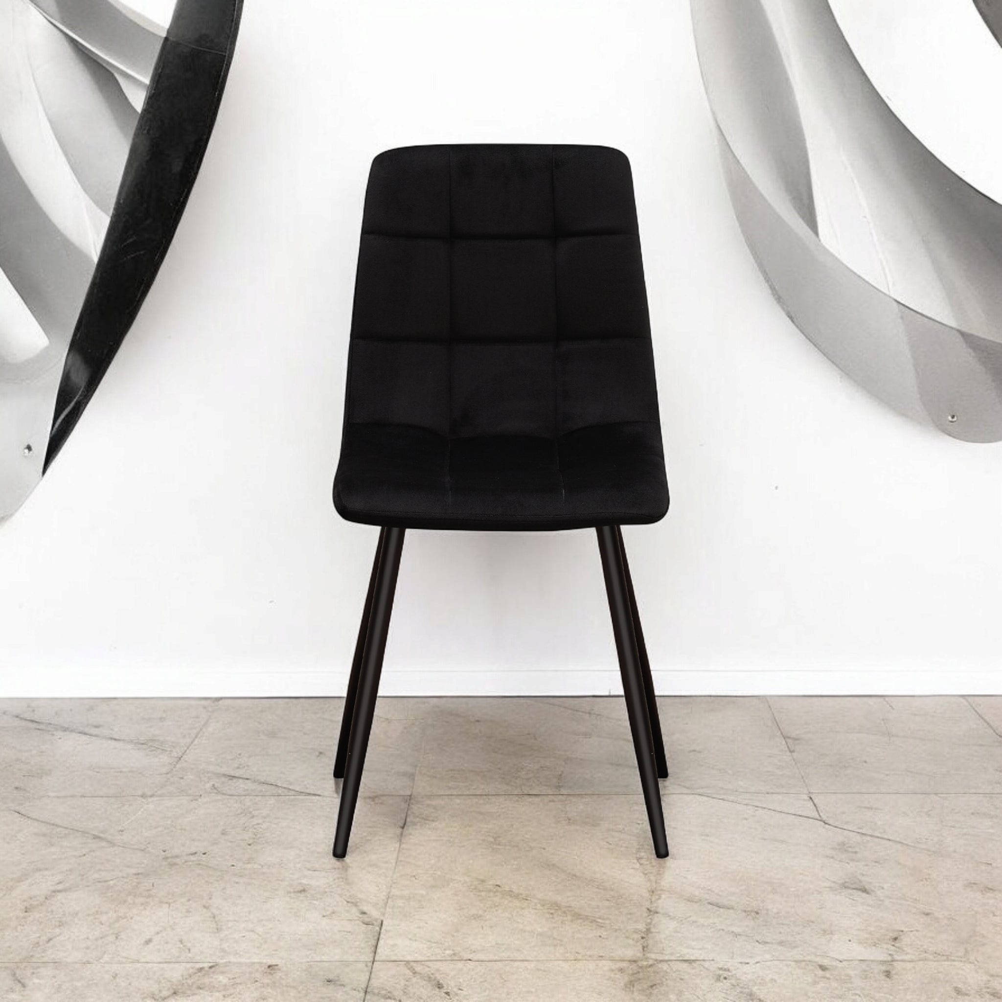 BLACK FABRIC CHAIR BLACK METAL LEGS