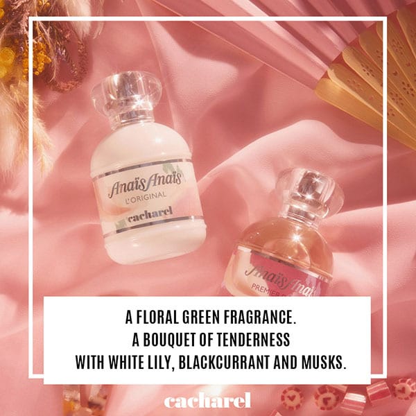 Cacharel Anais Anais Eau De Toilette Spray 100ml bottle displayed on a white background, showcasing its elegant design.