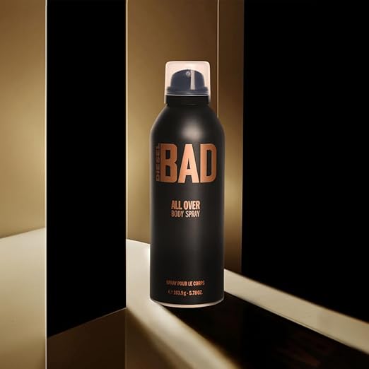 Diesel Bad Body Spray 200ml bottle with a sleek design, featuring the GlowCare branding and a dark color scheme.