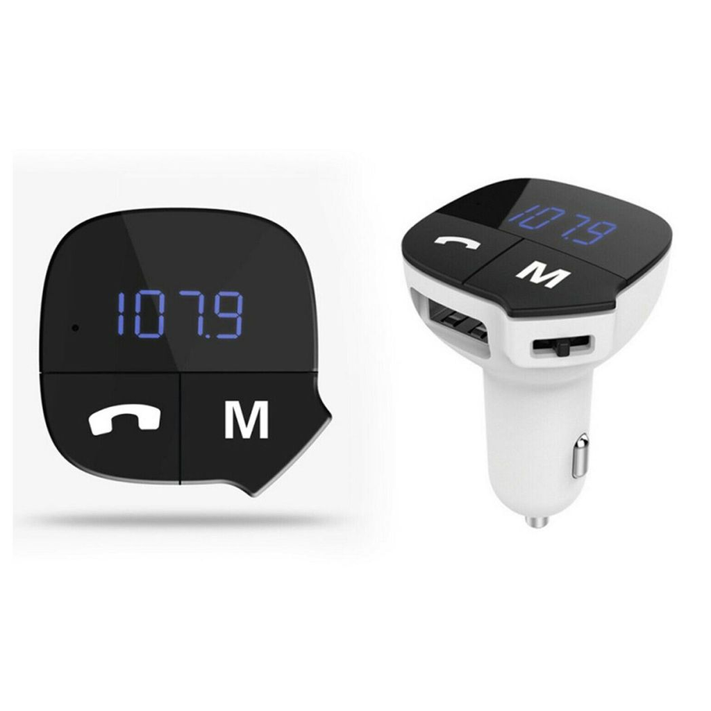 Bluetooth FM Transmitter - Hands-Free Car Kit - White