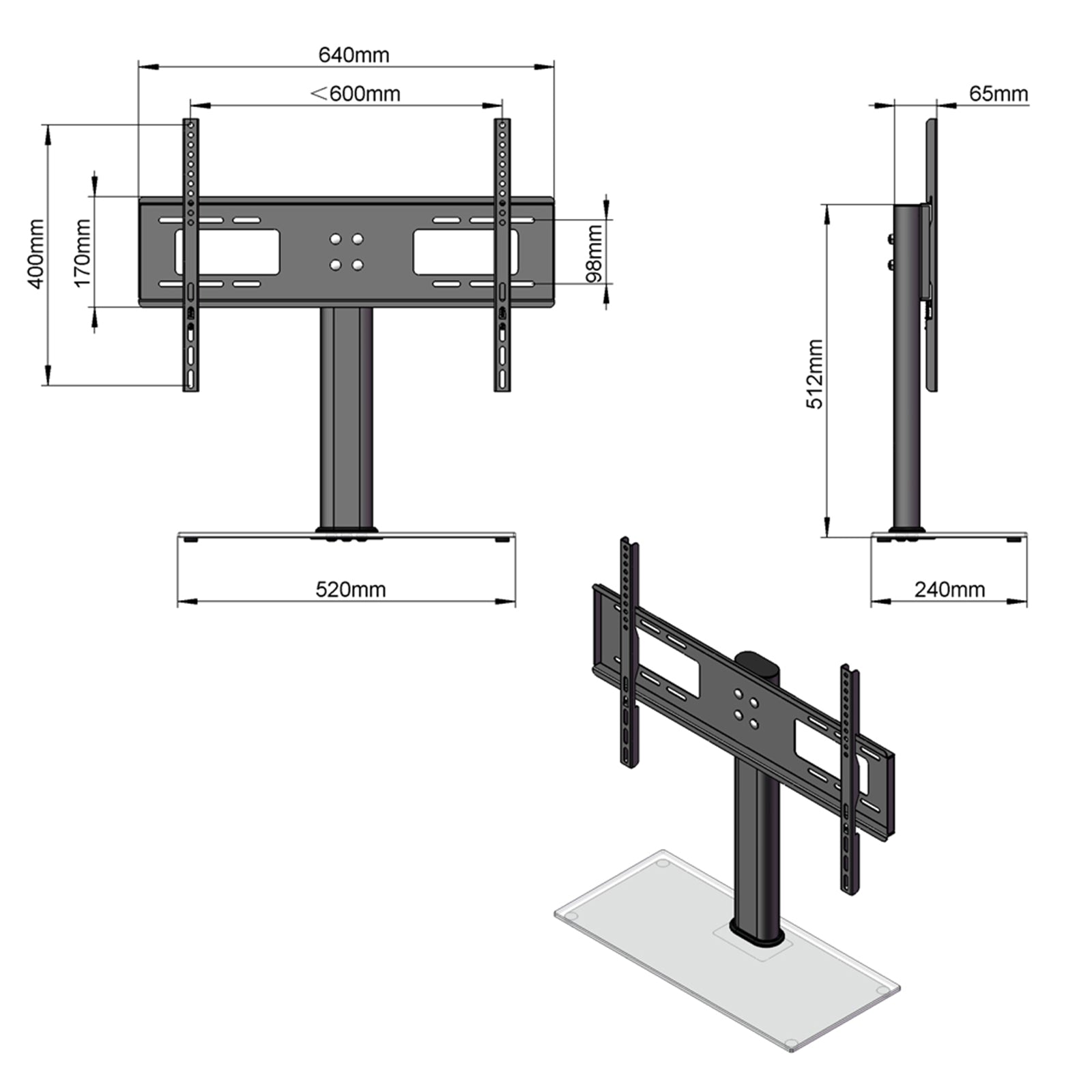 Adjustable Wall Mount TV Bracket for 32-55" TVs, featuring a sturdy column design by TechHub.