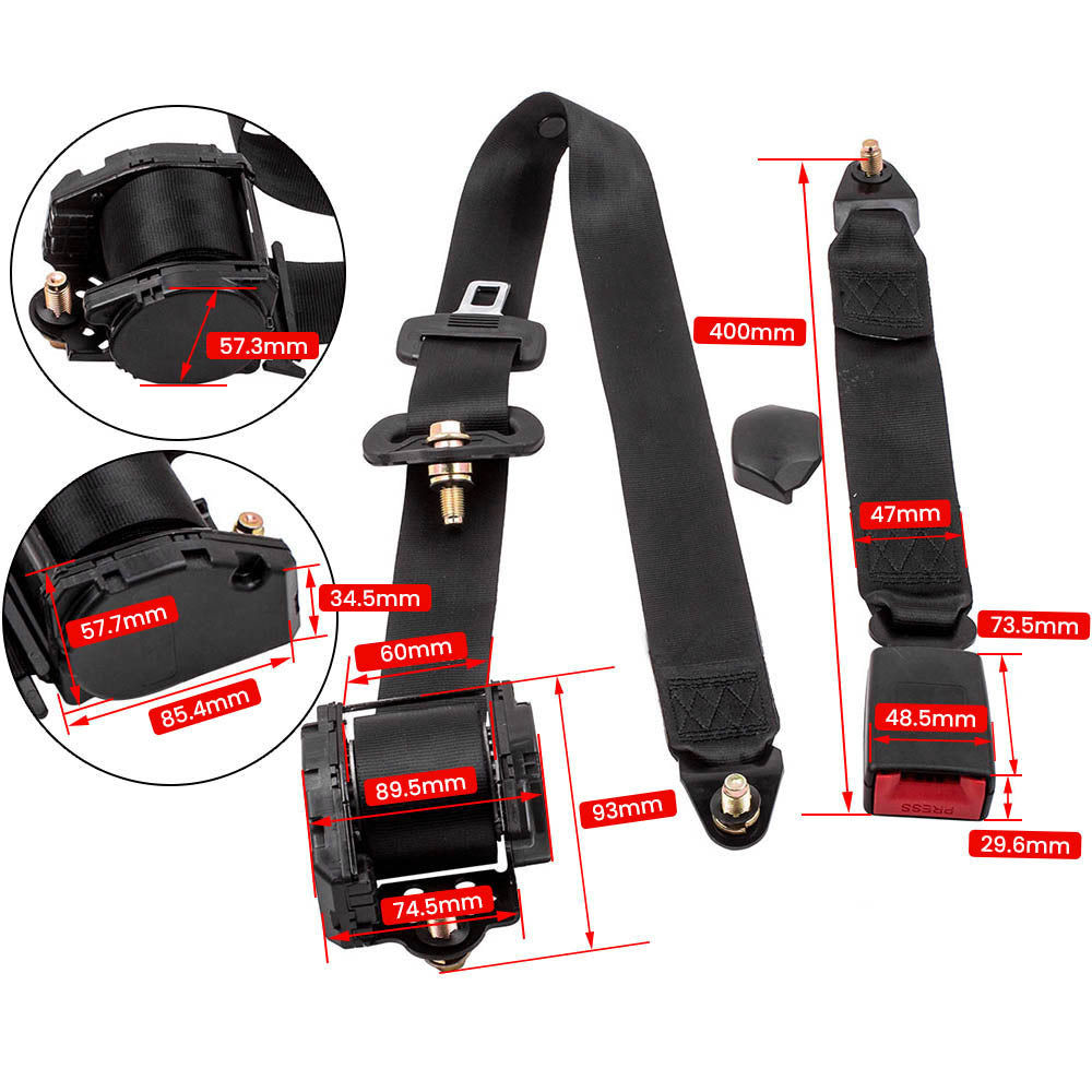 Retractable Adjustable Shoulder Seat Belt Universal 3 Point Safety Belts