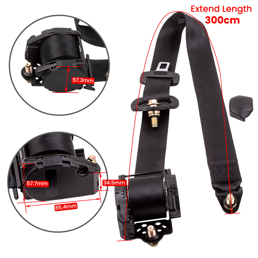 Retractable Adjustable Shoulder Seat Belt Universal 3 Point Safety Belts