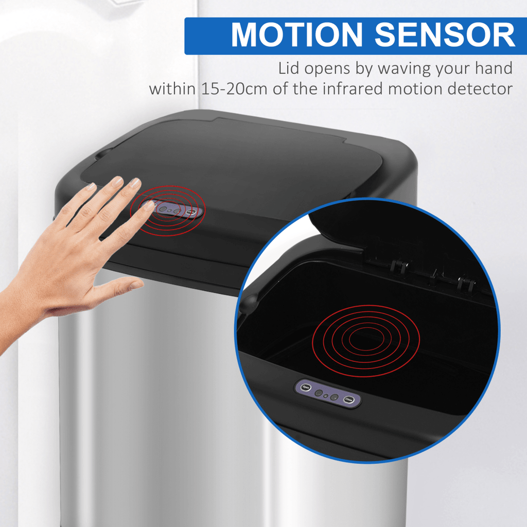 20L Stainless Steel Auto Kitchen Bin Sensor Bucket in L Size - AKGOmniShop