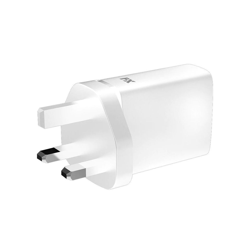FX TechHub USB-C mains charger in white, featuring PD20W fast charging and universal compatibility.