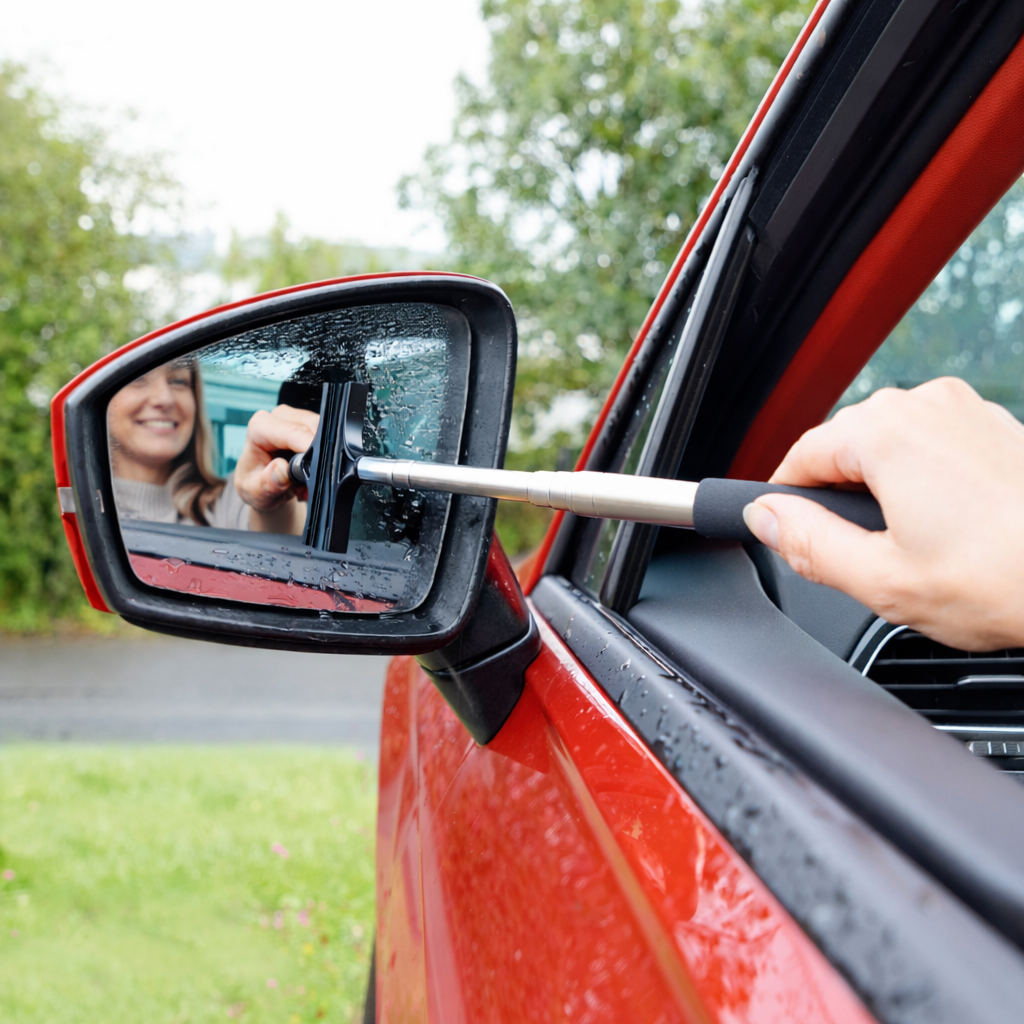 Telescopic Car Mirror Squeegee – Extendable Wing Mirror Cleaner