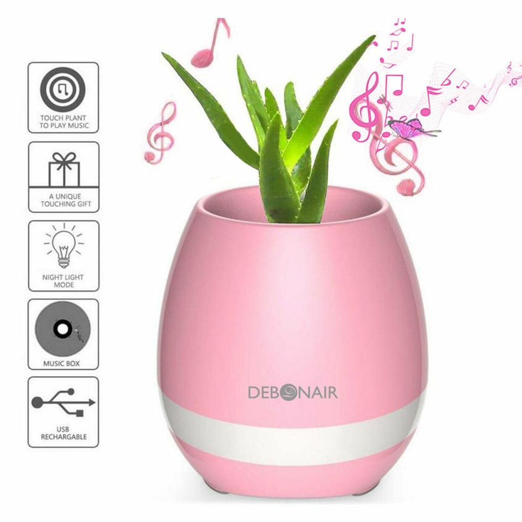 Pink Music Flower Pot Bluetooth Speaker by Debonair, designed for bedroom, office, and living room use.