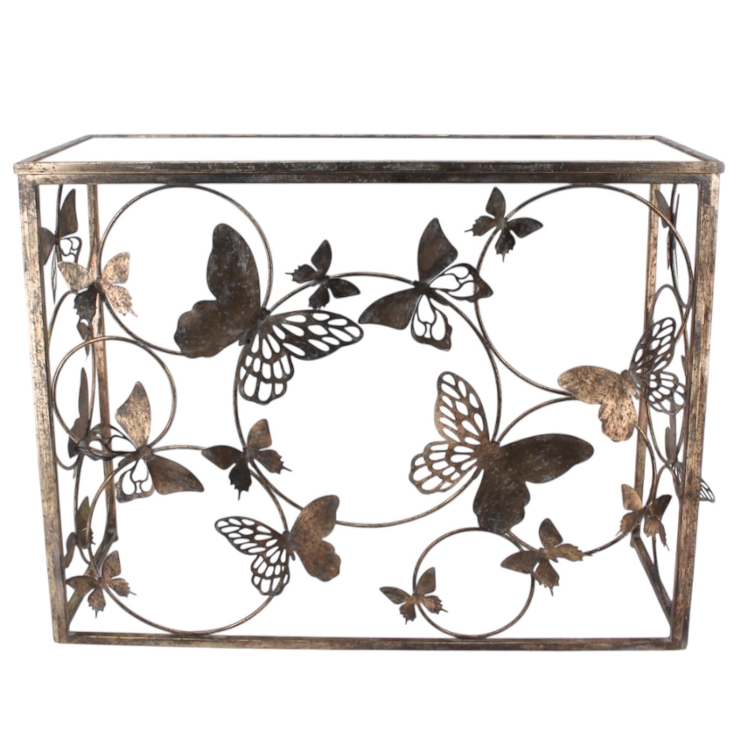 Metal Table with Butterfly Design - 102cm Decorative Accent