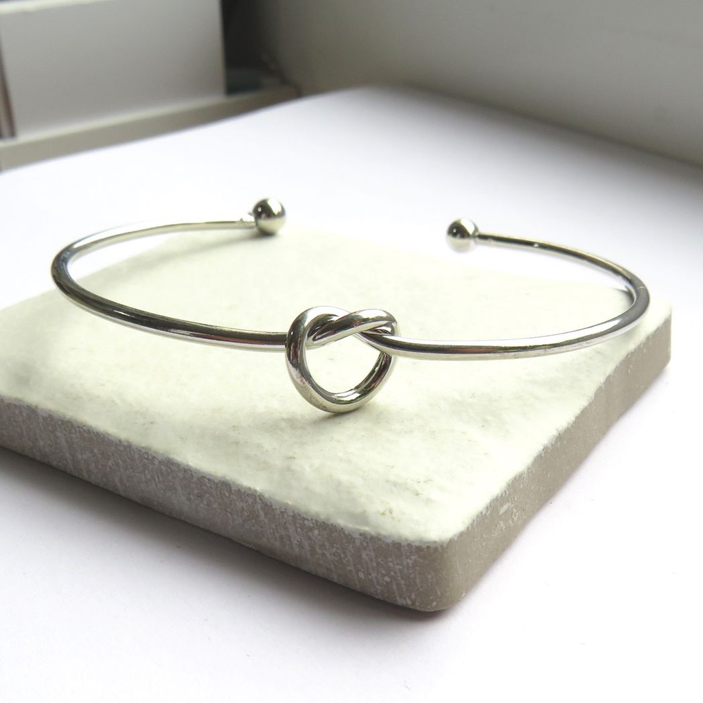 Silver Knot Bangle - Nickel Safe - Opens & Closes - 16.5cm Diameter