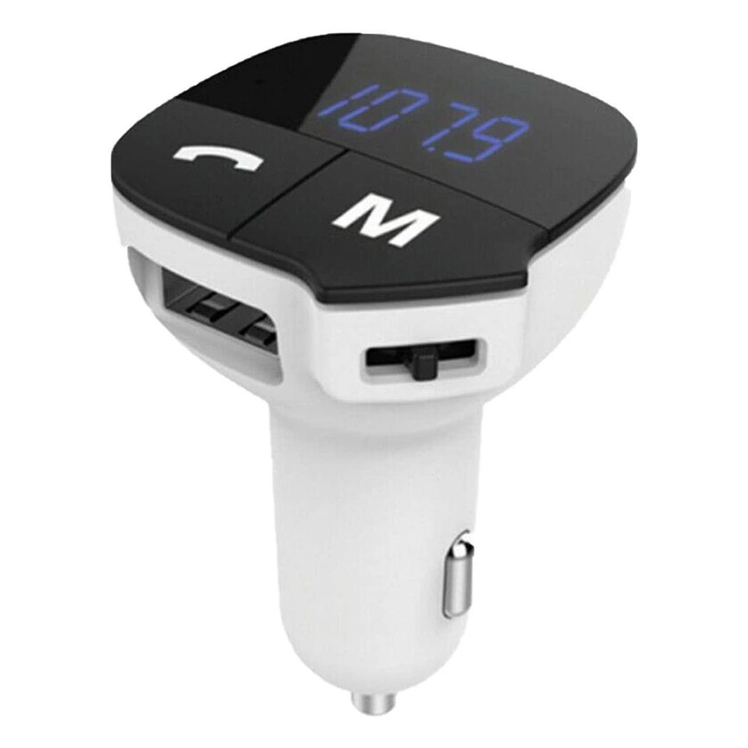 Bluetooth FM Transmitter - Hands-Free Car Kit - White