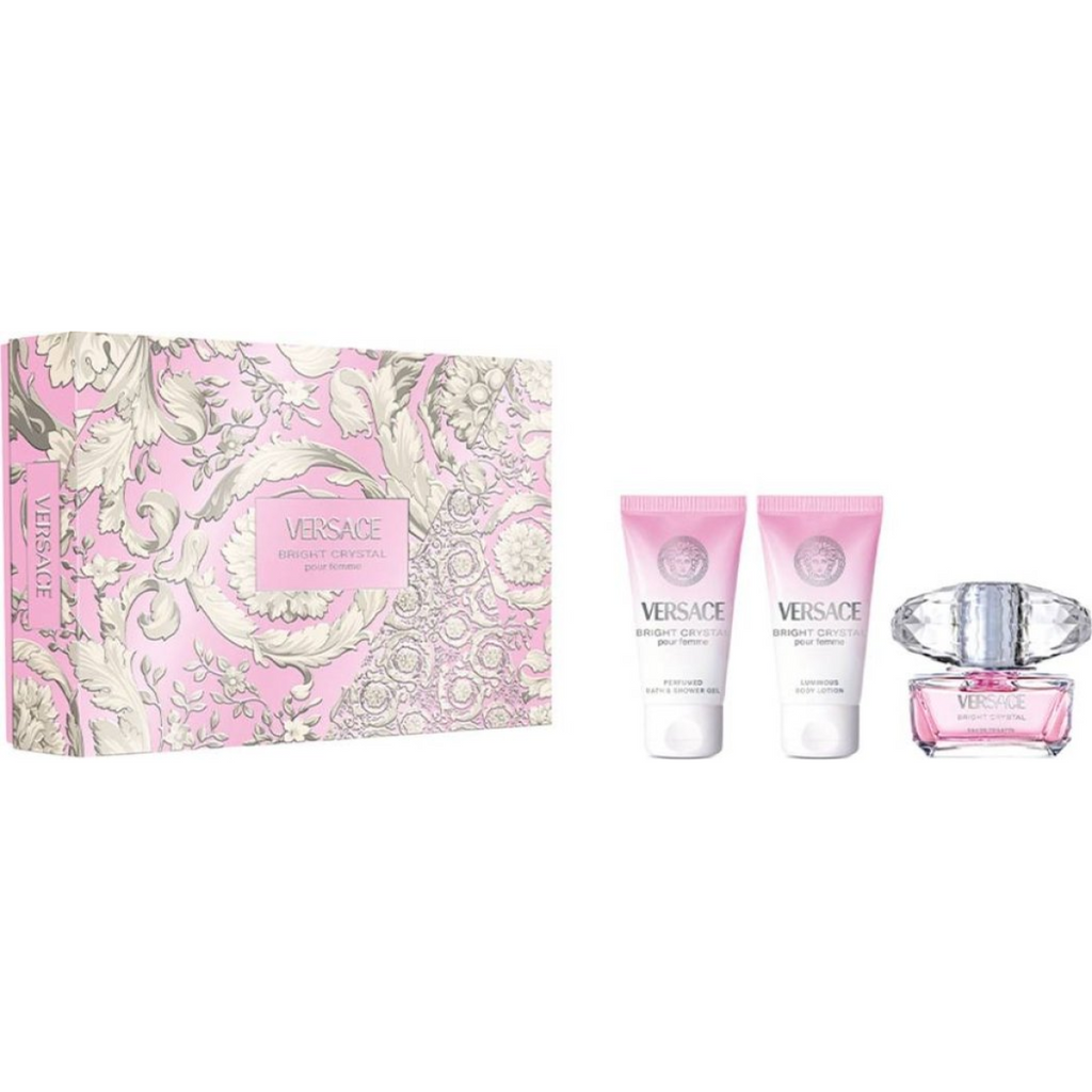 Versace Bright Crystal Gift Set (Eau De Toilette 50ml  Body Lotion 50ml  Shower Gel 50ml)