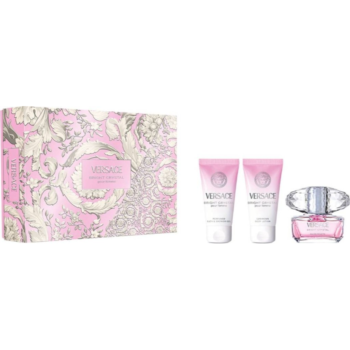 Versace Bright Crystal Gift Set (Eau De Toilette 50ml  Body Lotion 50ml  Shower Gel 50ml)