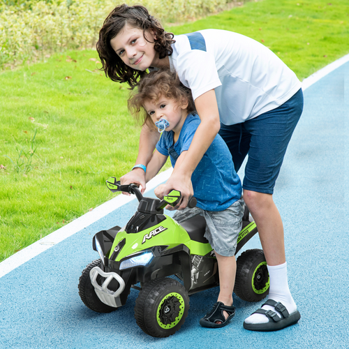 HOMCOM FunZone 4 wheel quad toddler ride-on car, foot-to-floor design, bright colors, and sturdy construction for young children.