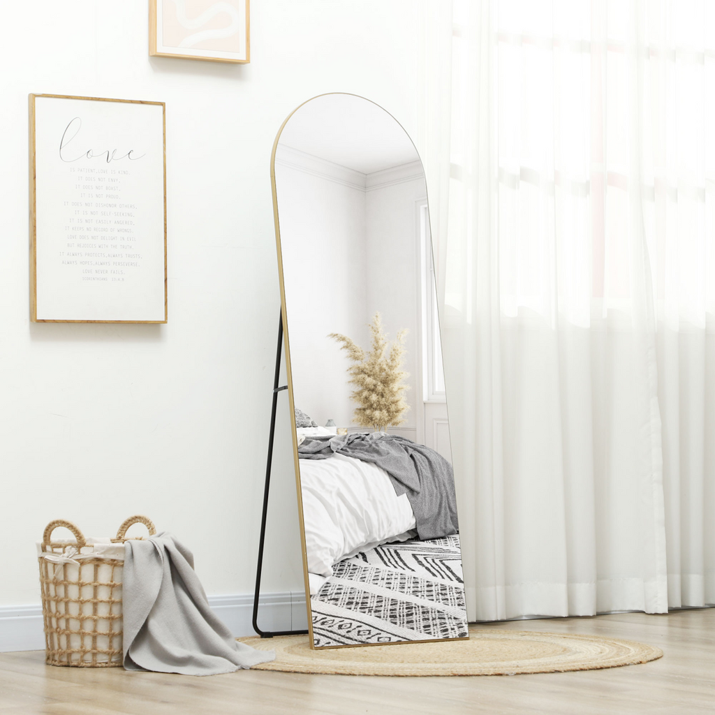 Full Length Floor Mirror Gold Frame - 50x150cm - Wall Mount or Freestanding