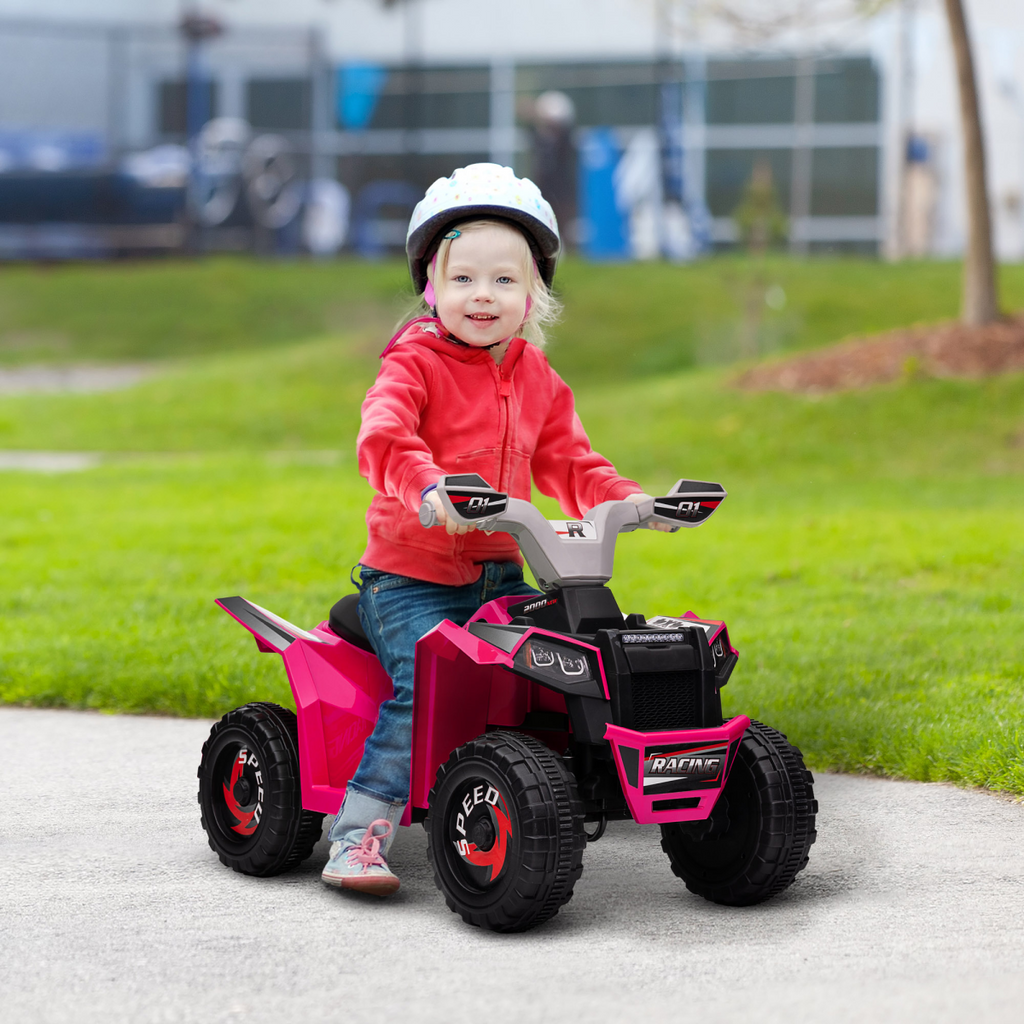 HOMCOM Electric Quad Bike, 6V Kids Ride-On ATV, for Ages 18-36 Months - Pink