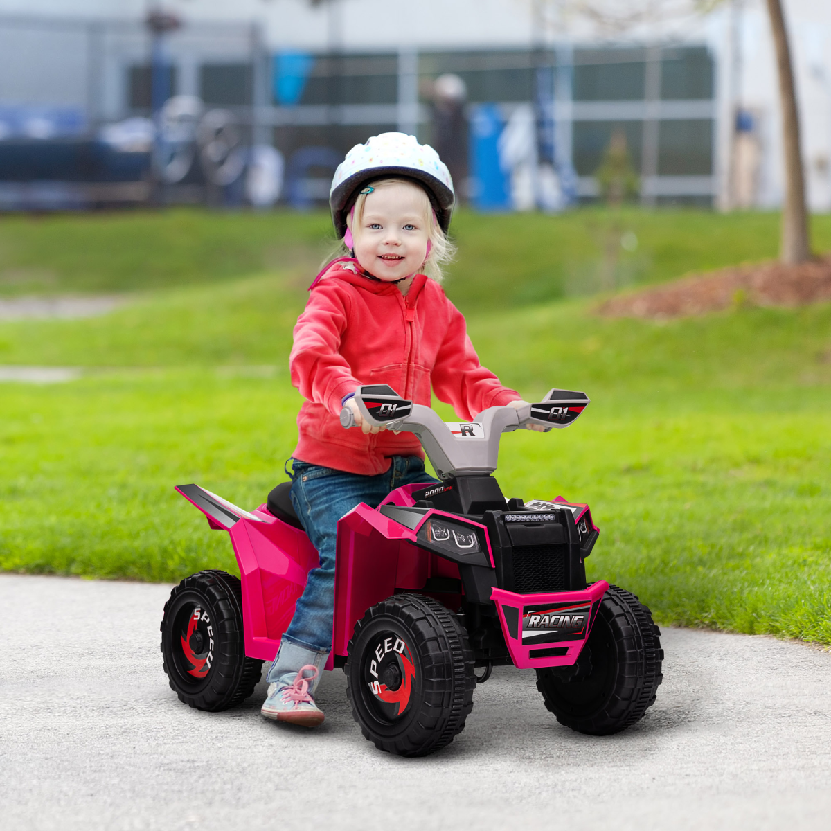 HOMCOM Electric Quad Bike, 6V Kids Ride-On ATV, for Ages 18-36 Months - Pink