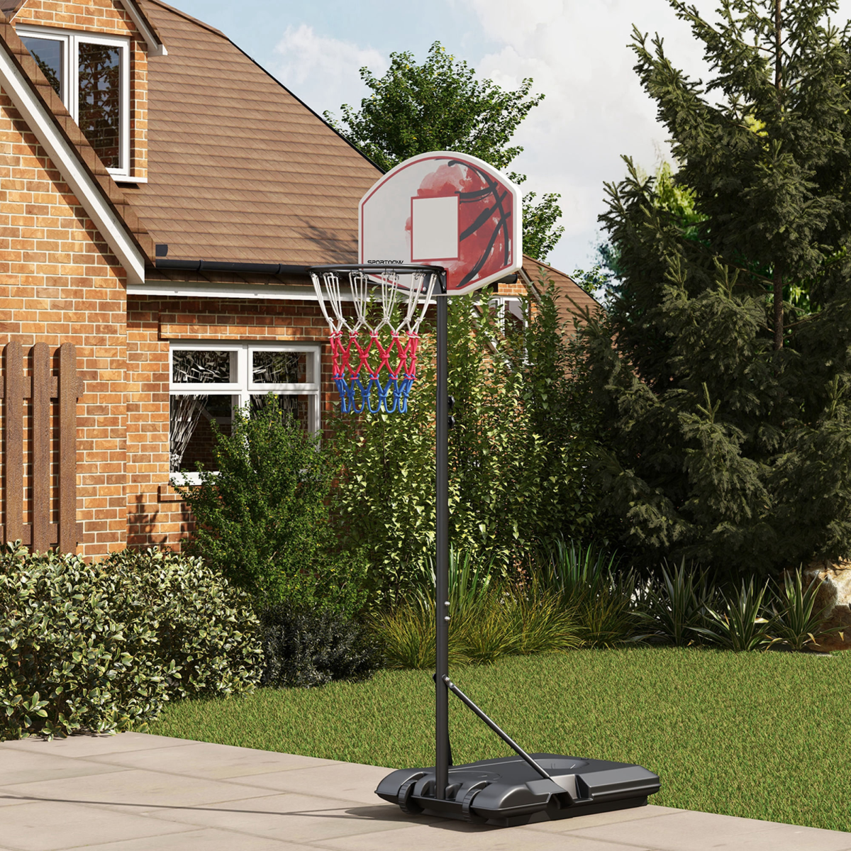 Adjustable Basketball Stand Net Set System with Wheels - 179-209cm