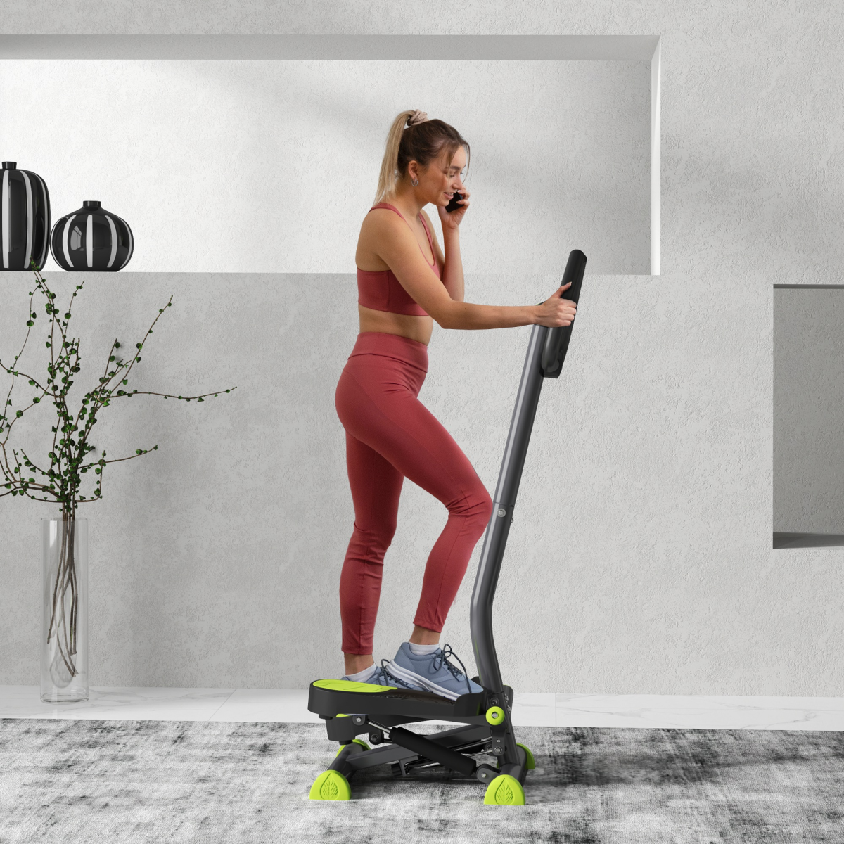 Height adjustable Twister Stepper by ActiveGear with LCD screen in grey, showcasing the step machine design and features.