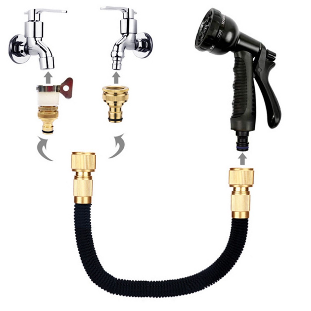 Heavy Duty 25FT Expandable Garden Hose Pipe Flexible With Water Spray Gun UK