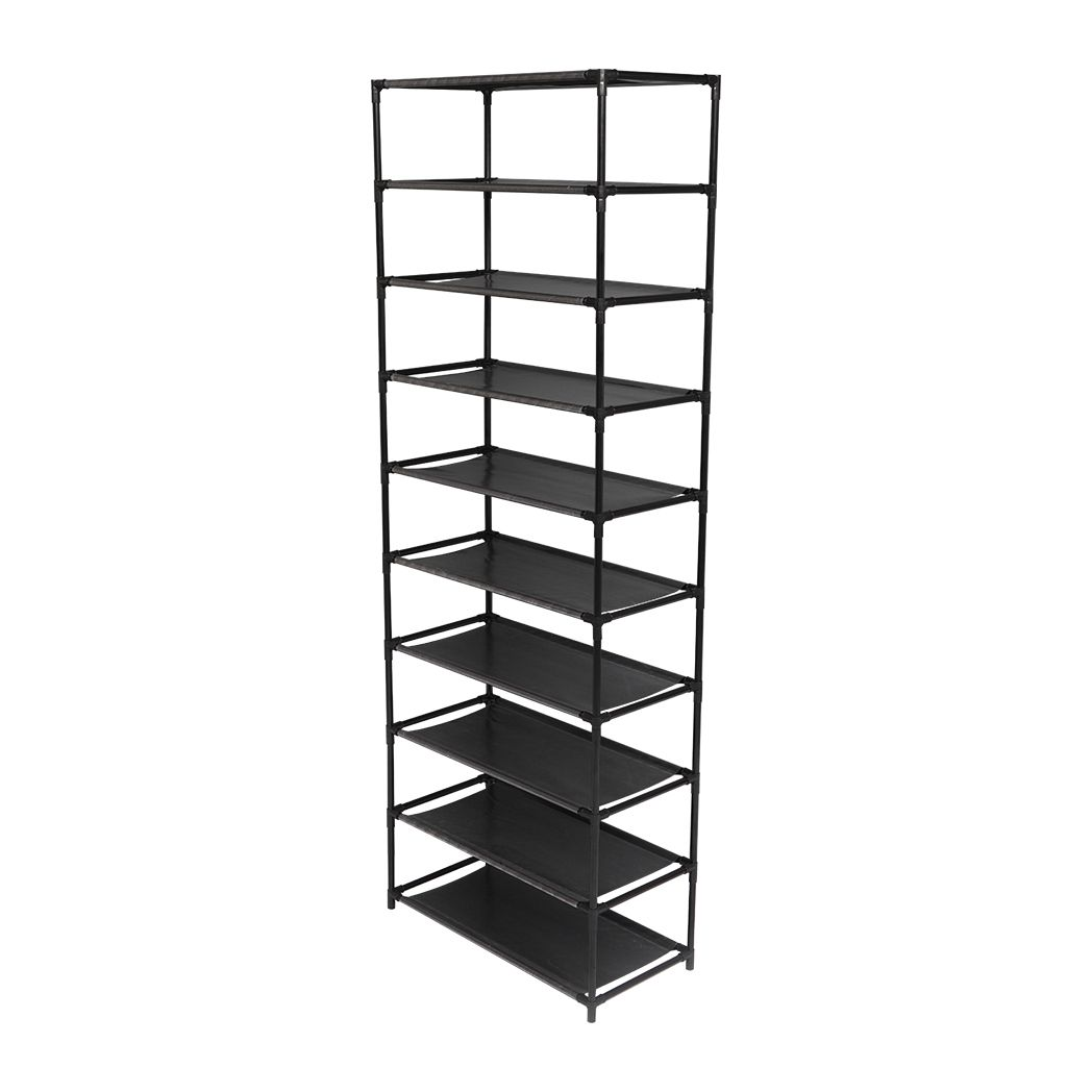 10 Tier Stackable Shoe Rack - Stainless Steel Frame Holds 50 Pairs