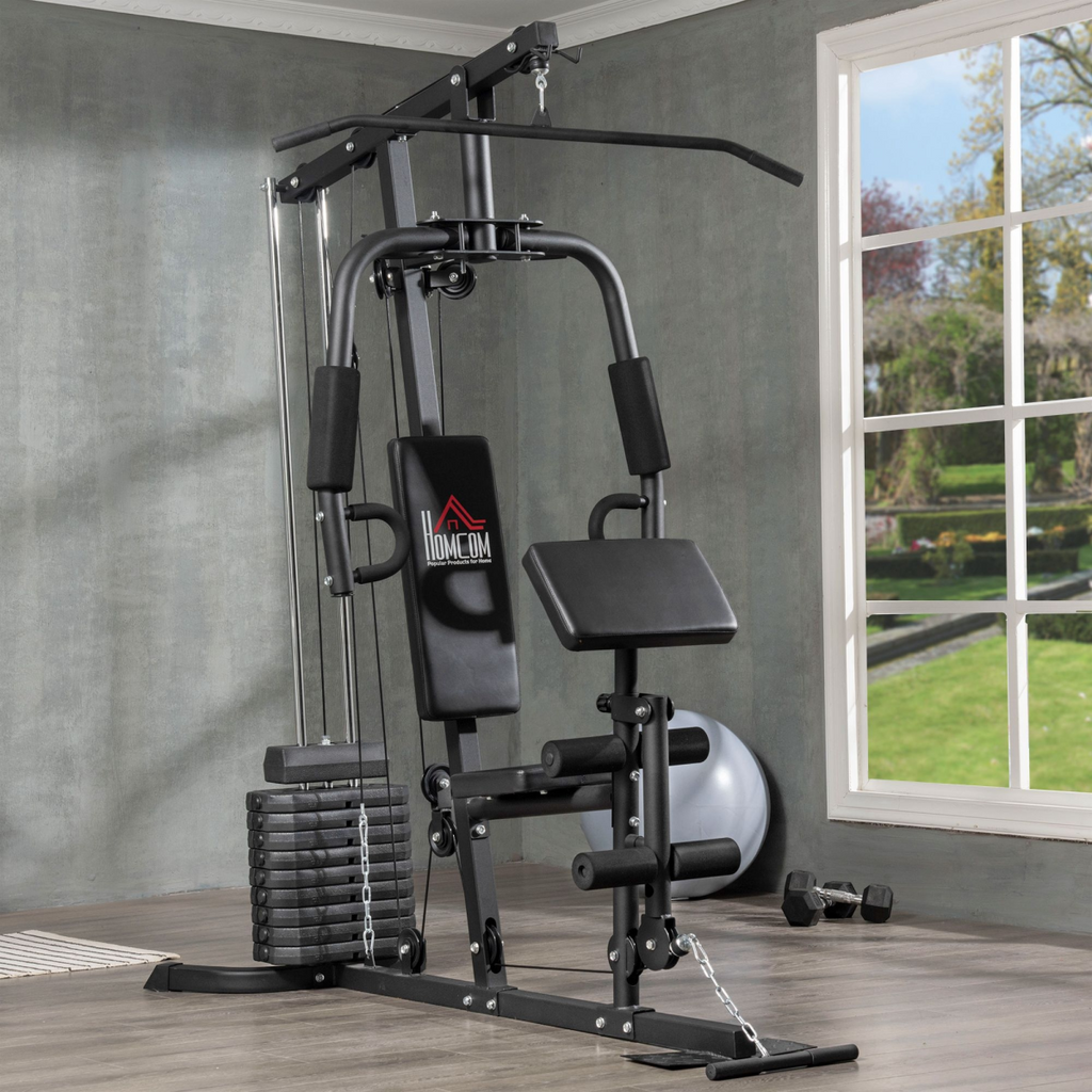 Multifunction home gym machine with 45kg weight stack for full body workouts, featuring ActiveGear design and functionality.