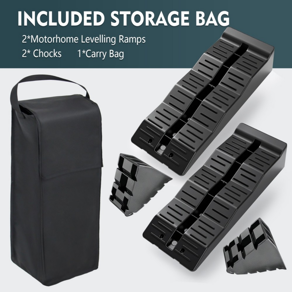 Heavy duty AutoPro caravan levelling ramp set for motorhomes and RVs, designed to support up to 5 tonnes, 2 pack.