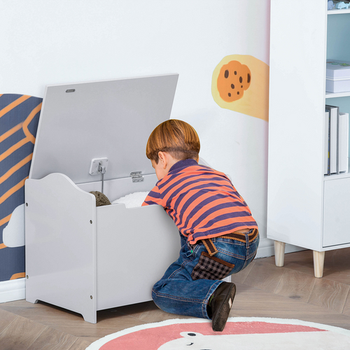 Grey FunZone kids storage box organizer for toys in a child's bedroom, measuring 40x60cm.