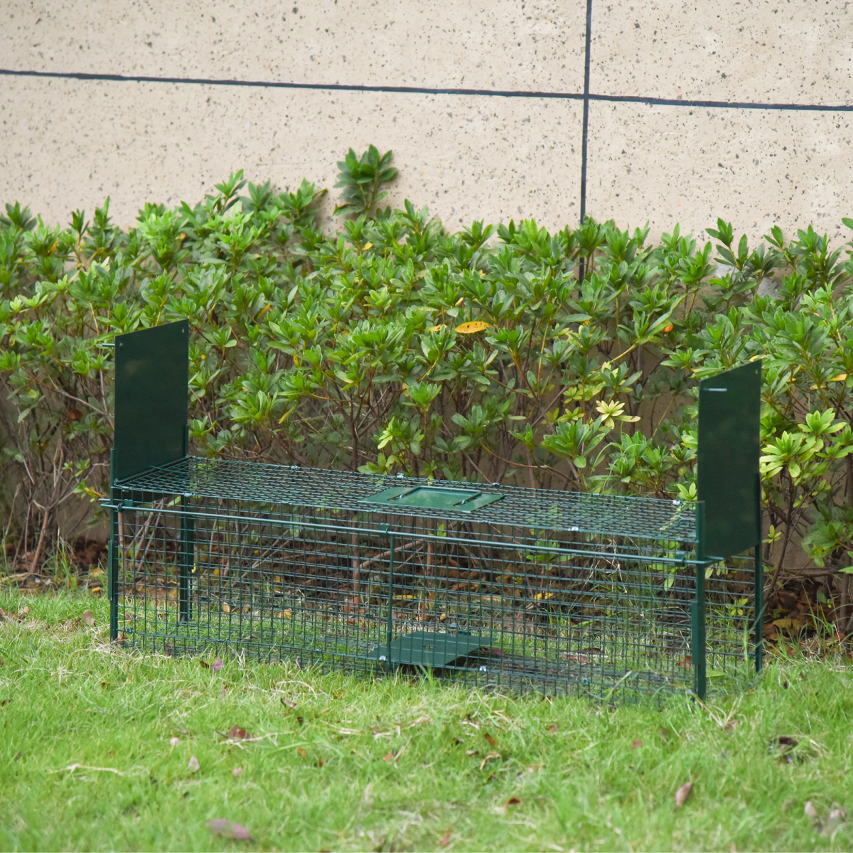 PawHut 2-Door Humane Live Cage Trap for Small Animal Easy Set, Dark Green