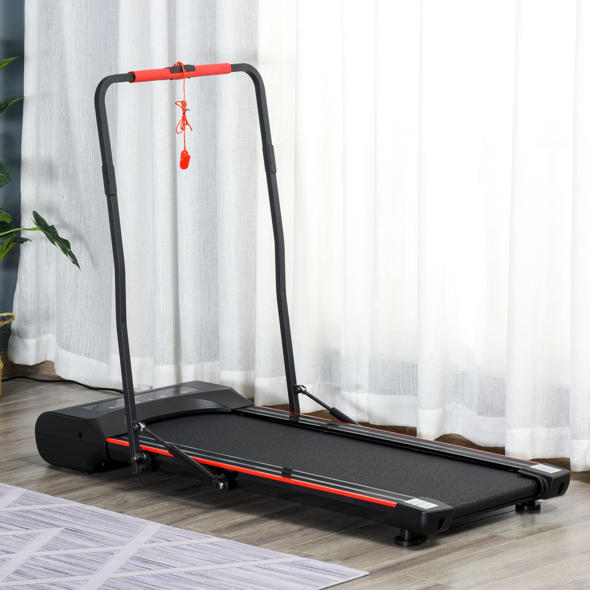 HOMCOM Walking Machine with LED display and remote control, designed for jogging and fitness workouts at home.
