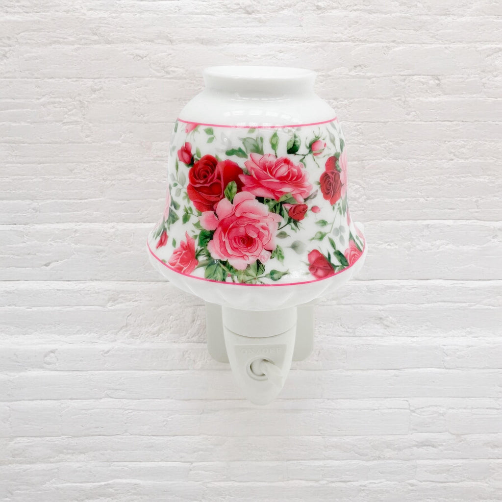 8 INCH FLORAL LED NIGHTLIGHT  RED AND PINK TRADITIONAL DESIGN