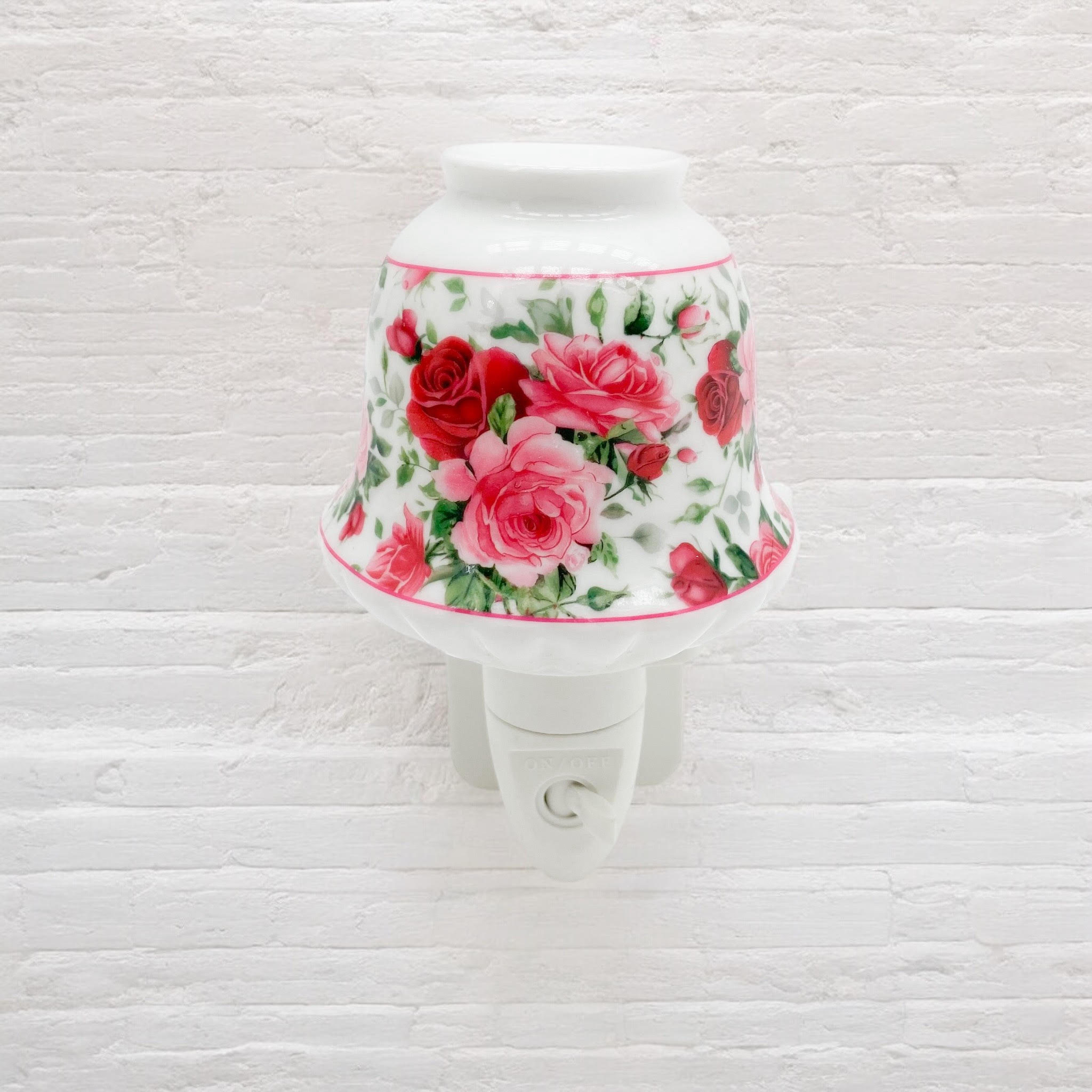 8 INCH FLORAL LED NIGHTLIGHT  RED AND PINK TRADITIONAL DESIGN