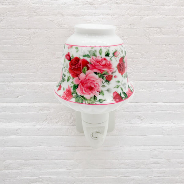 8 INCH FLORAL LED NIGHTLIGHT  RED AND PINK TRADITIONAL DESIGN