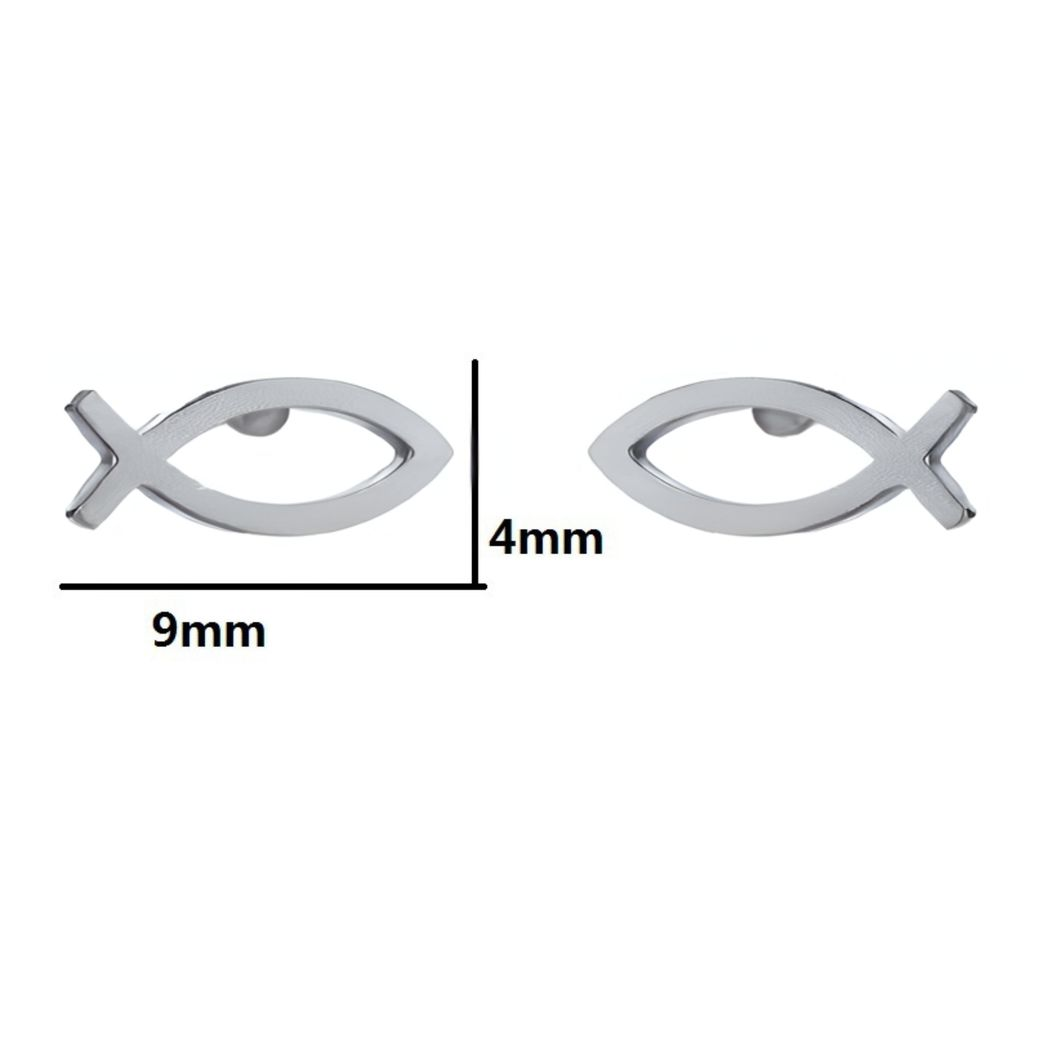 Christian Fish Stud Earrings - Hypoallergenic Stainless Steel - 9×4cm