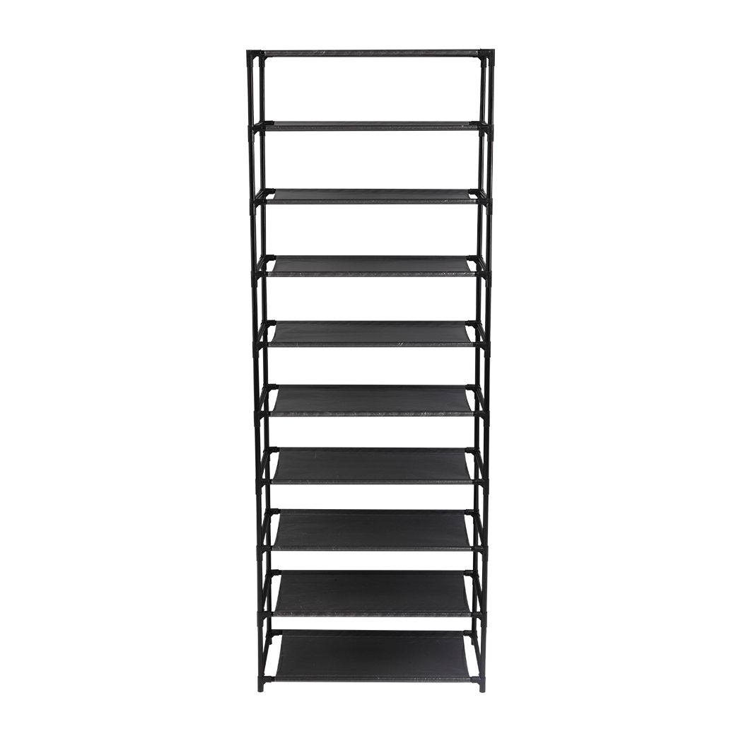 10 Tier Stackable Shoe Rack - Stainless Steel Frame Holds 50 Pairs