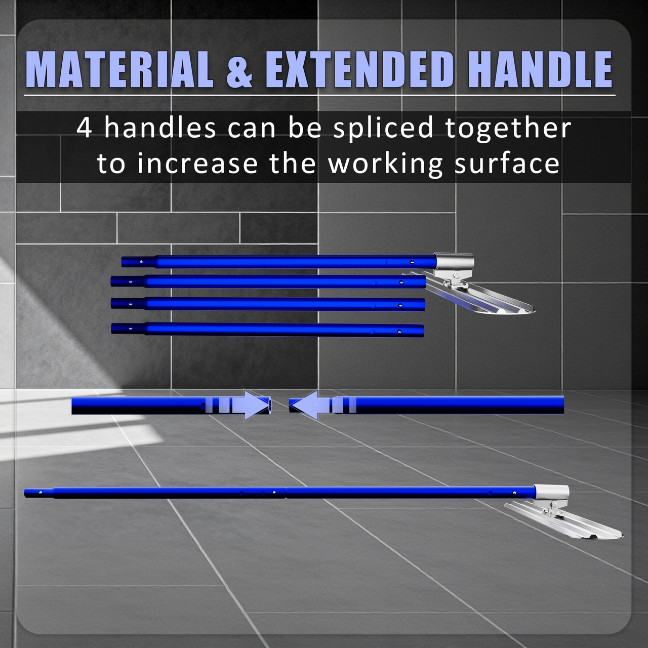 48’’×8’’ Concrete Bull Float with Trowel, Aluminium Alloy Concrete Finishing Tool, Adjustable Bracket & 4 Float Handles, Professional Concrete Smoothing Tool for Construction Flooring