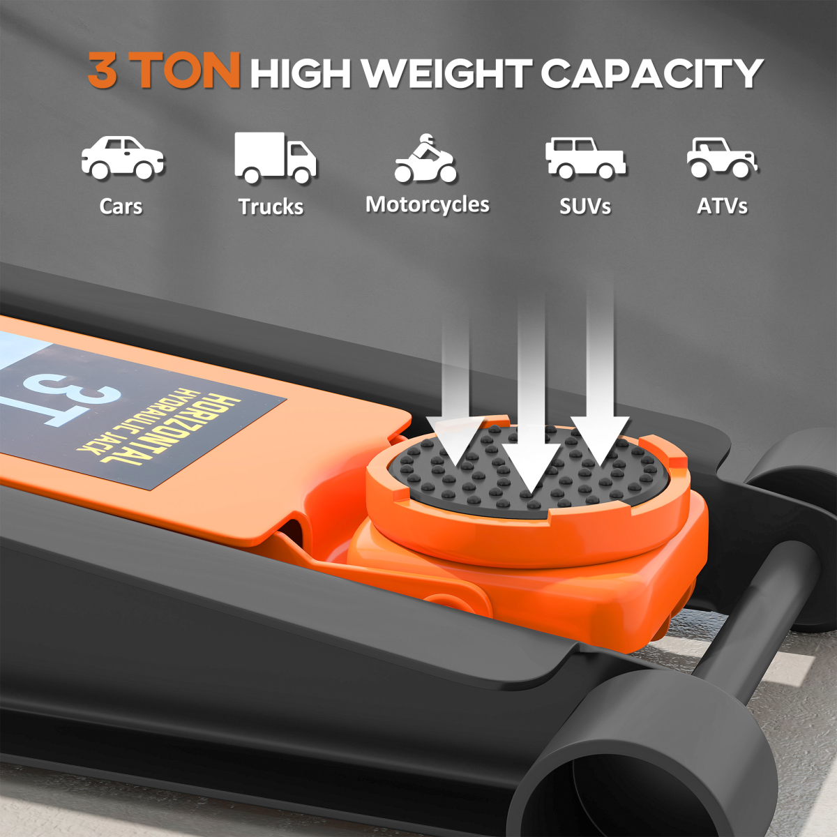 AutoPro car jack with a sturdy design, featuring a lifting mechanism and rubber grip for secure vehicle support.