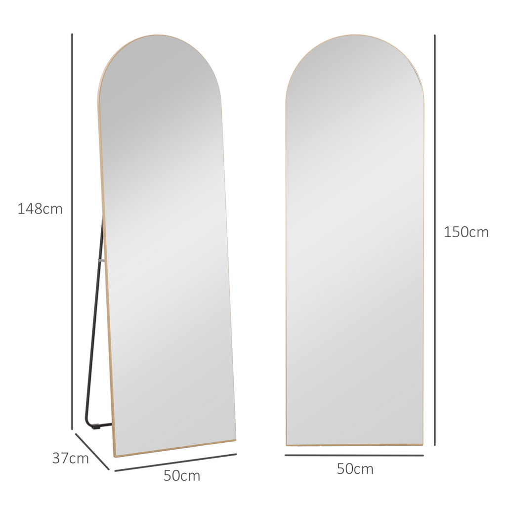 Full Length Floor Mirror Gold Frame - 50x150cm - Wall Mount or Freestanding