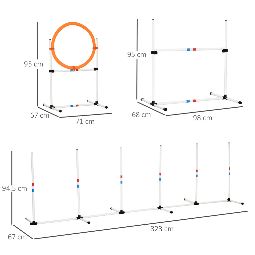 3-piece Pawhut pet agility training set for dogs, featuring colorful obstacles for an engaging obstacle course.
