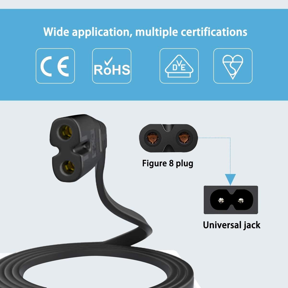 ExtraStar 2 Pin Power Cable UK Plug 1.5m – Black