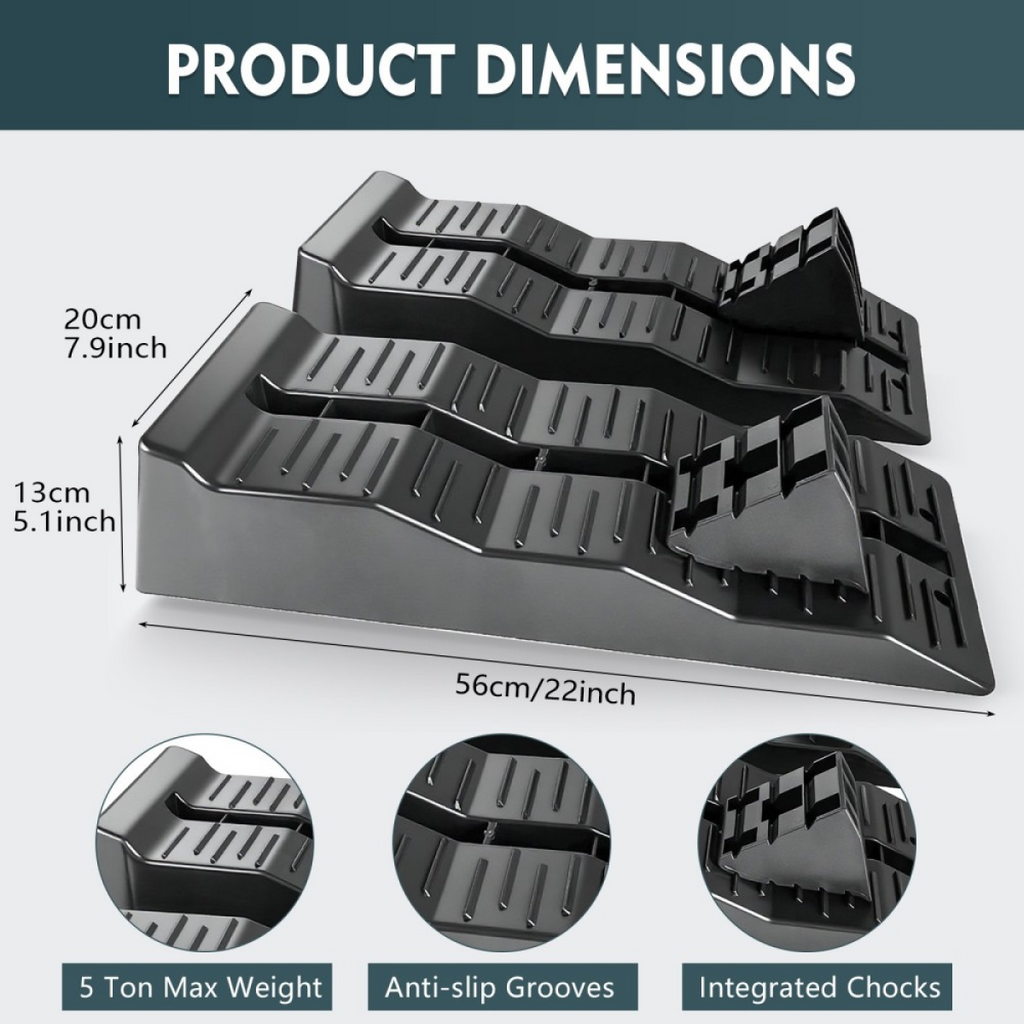 Heavy duty AutoPro caravan levelling ramp set for motorhomes and RVs, designed to support up to 5 tonnes, 2 pack.