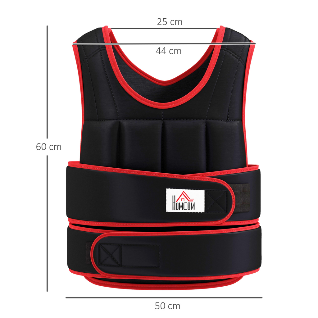 Adjustable 20KG weight vest for running and gym training, featuring padded shoulders and secure fit for comfort.