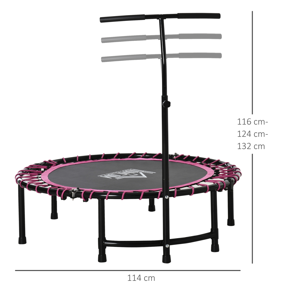 Pink 40" Mini Trampoline with adjustable handle for indoor and outdoor fitness by ActiveGear.