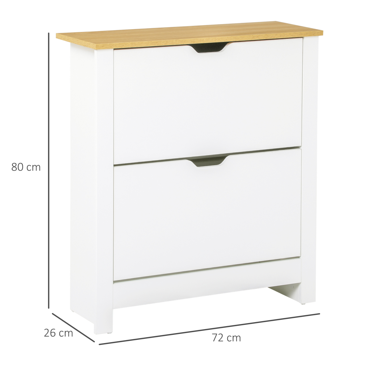 HOMCOM 12-Shoe Storage Cabinet 4 Shelves 2 Drawers Tabletop 4 Legs White
