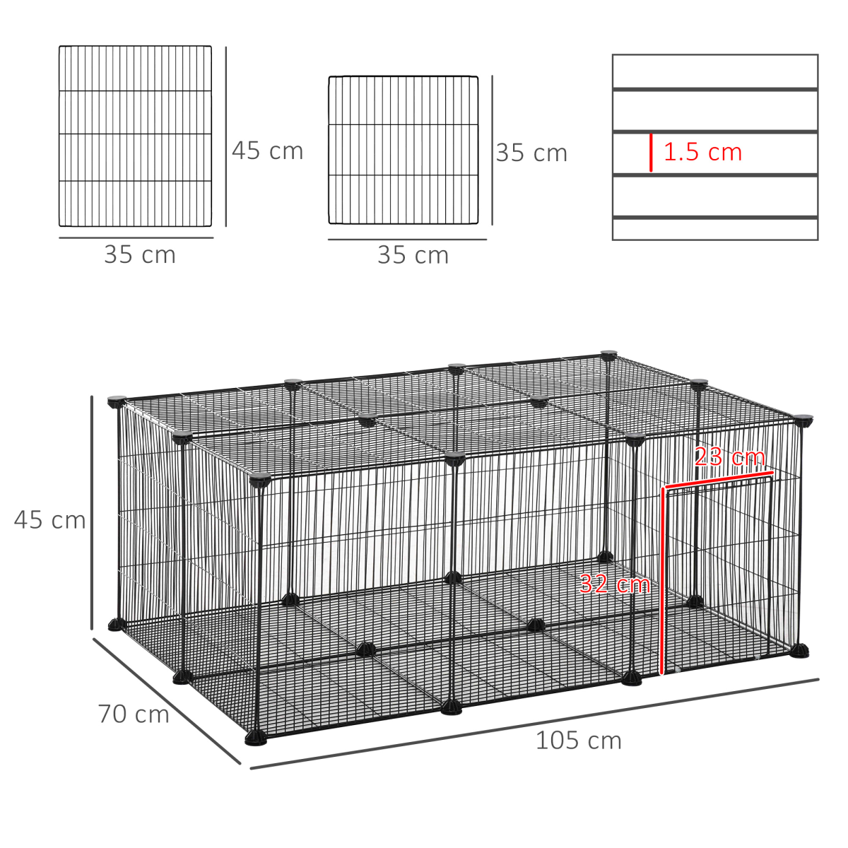 DIY Pet Playpen Cage 22 Piece w/Door Bunny Chinchilla Guinea Pig Pawhut